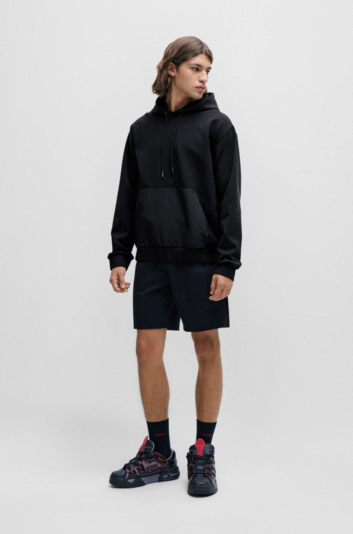 Relaxed-fit hoodie in stretch cotton with contrast pocket Product Image