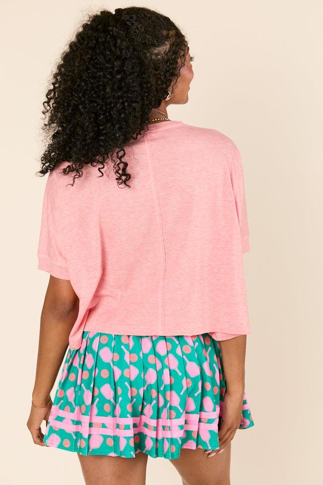 Darcy Short Sleeve Crop Coral Tee Product Image