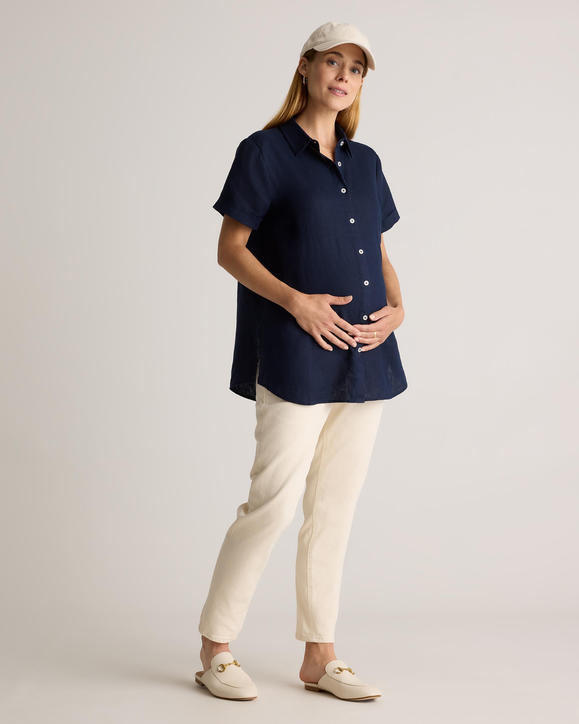 Quince | Women's 100% European Linen Maternity Camp Shirt Size XL Product Image