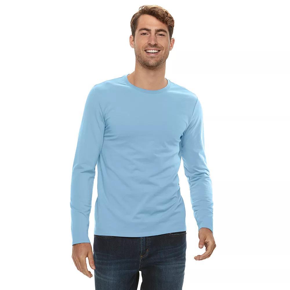 Men's Apt. 9® Premier Flex Long Sleeve Crewneck Tee, Size: Medium, Modern White Product Image