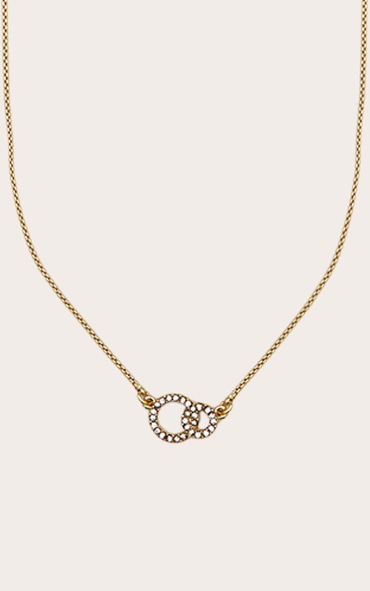 Real Gold Plated Paved Circle Link Necklace Product Image