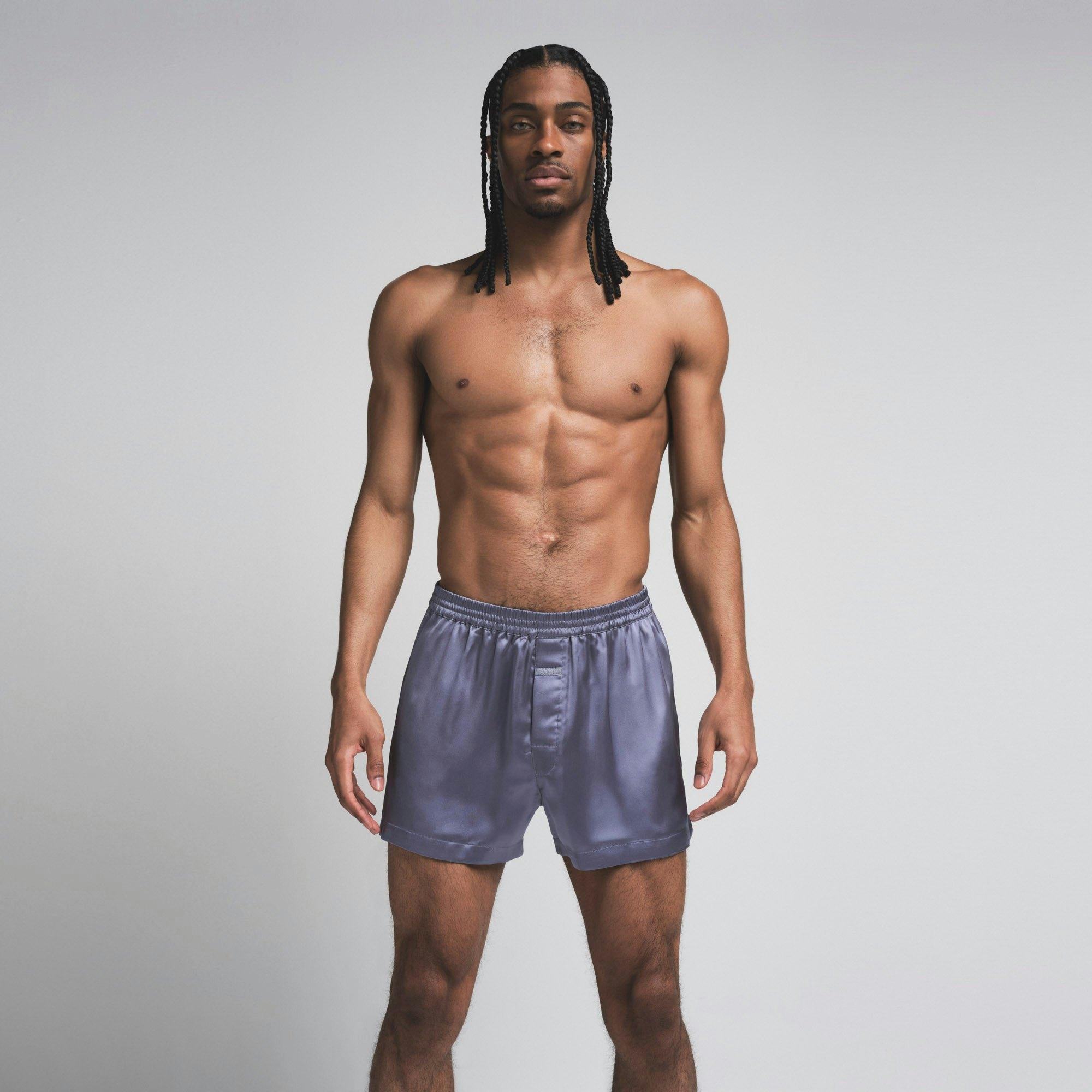 SATEEN SLEEP MENS 3" BOXER SHORT | SLATE Product Image