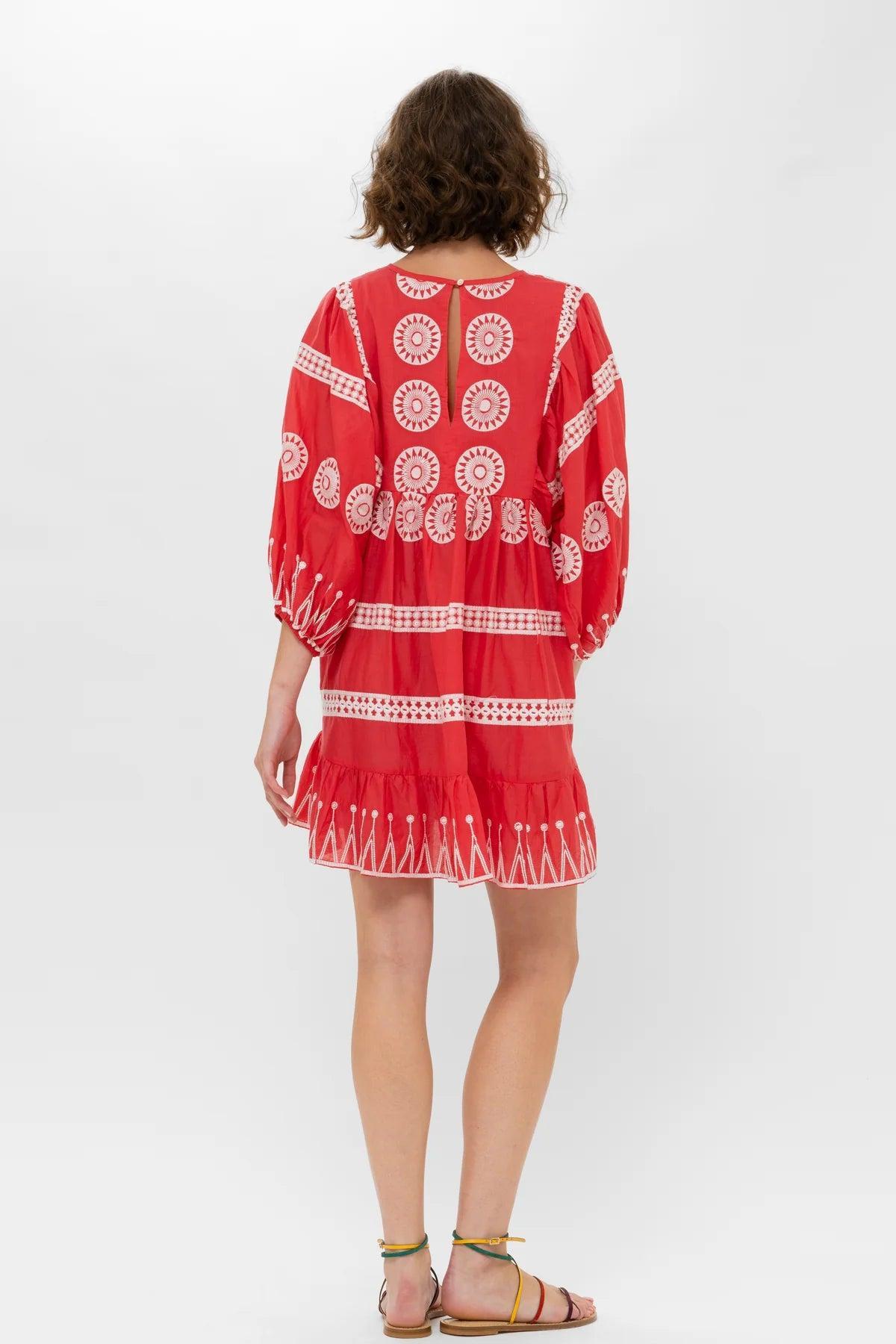 Cuff Sleeve Mini Embroidered Dress Product Image