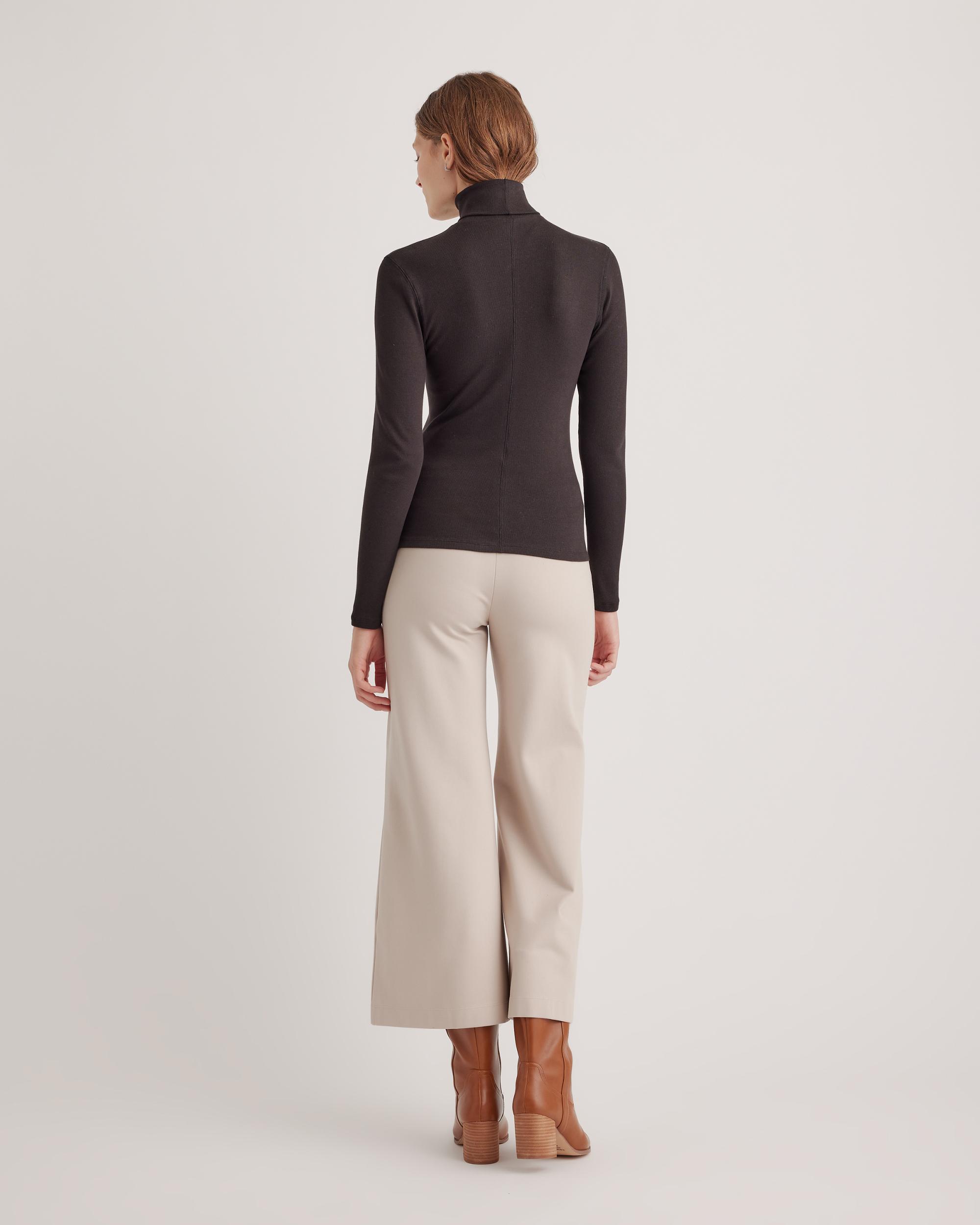 Quince | Women's Micro-Rib Turtleneck Sweater Size XS, Organic Cotton Product Image