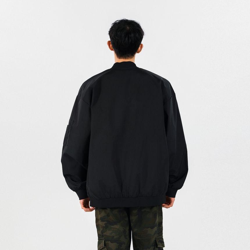 Plain Zip-Up Bomber Jacket Product Image