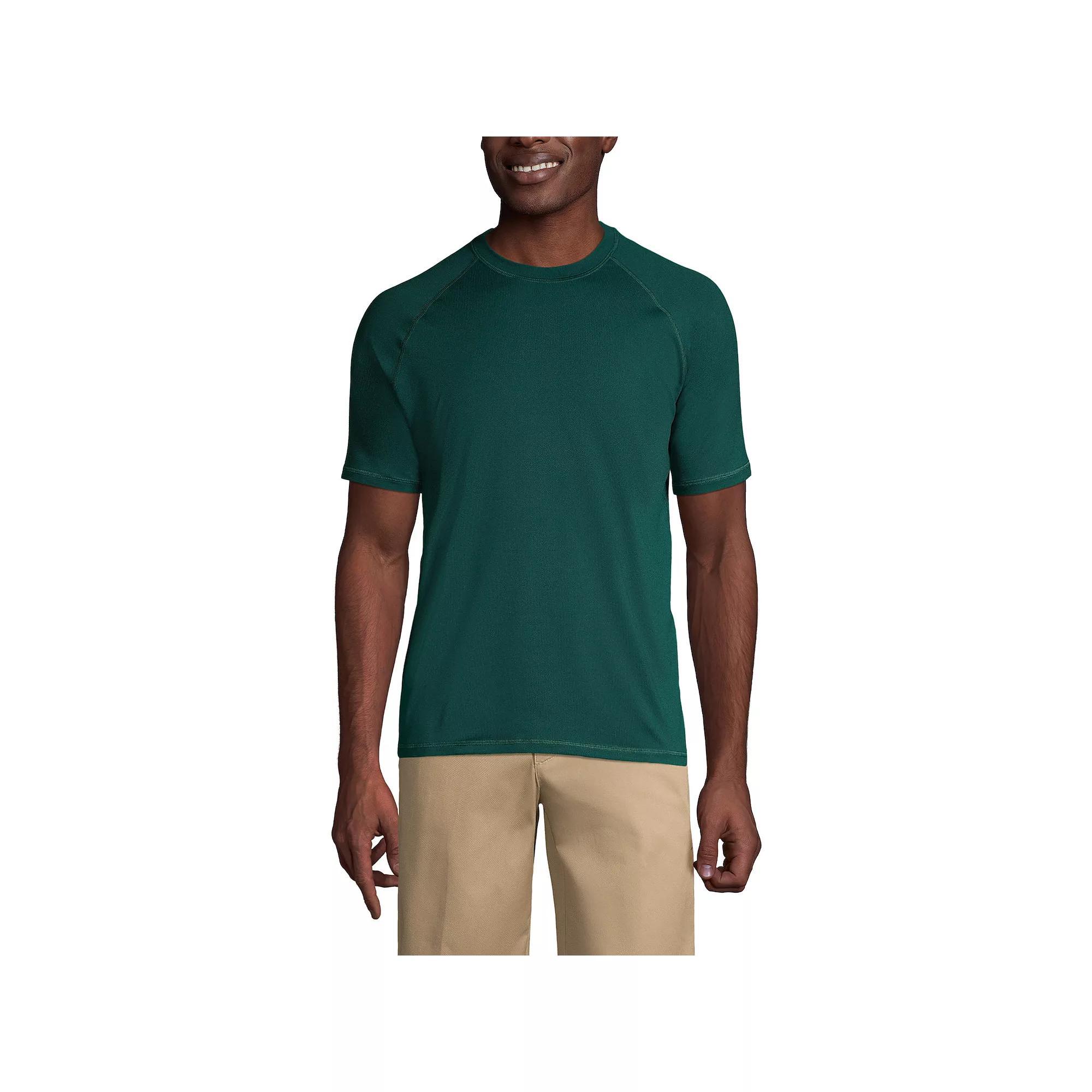 Men's Lands' End School Uniform Short Sleeve Active Tee, Size: Large, Gray Grey Product Image