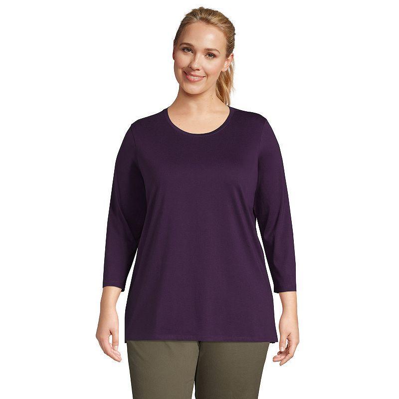 Plus Size Lands' End Supima Cotton Relaxed Fit Crewneck Tunic, Women's, Size: 3XL, Radiant Blue Product Image