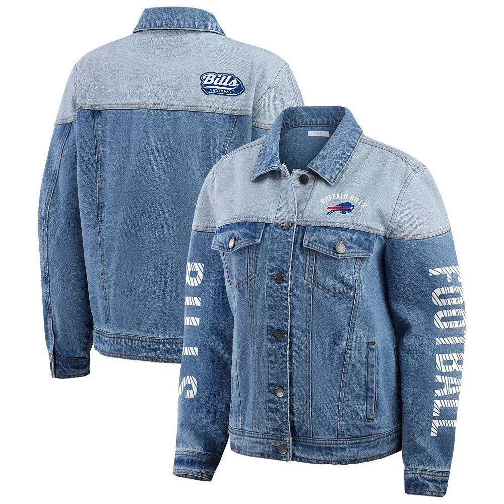 Women's WEAR by Erin Andrews  New Orleans Saints Full-Button Denim Jacket, Size: Small, Turquoise A Product Image