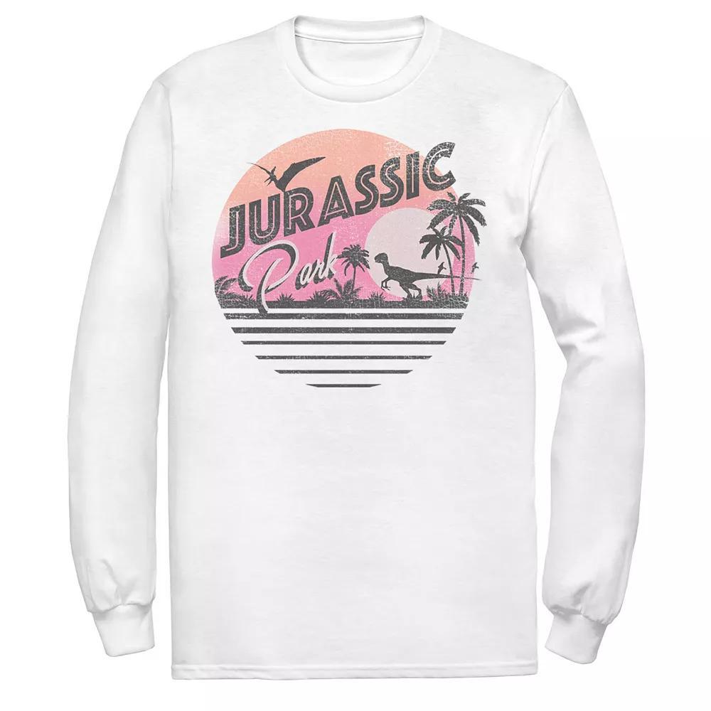 Men's Jurassic Park Pink Gradient Sunset Get Wild Graphic Tee, Size: XXL, White Product Image