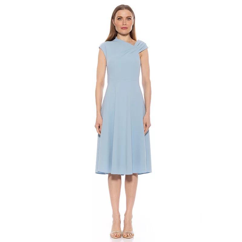 Women's ALEXIA ADMOR Mariah Asymmetrical Fit & Flare Midi Dress, Size: XL, Halogen Blue Product Image