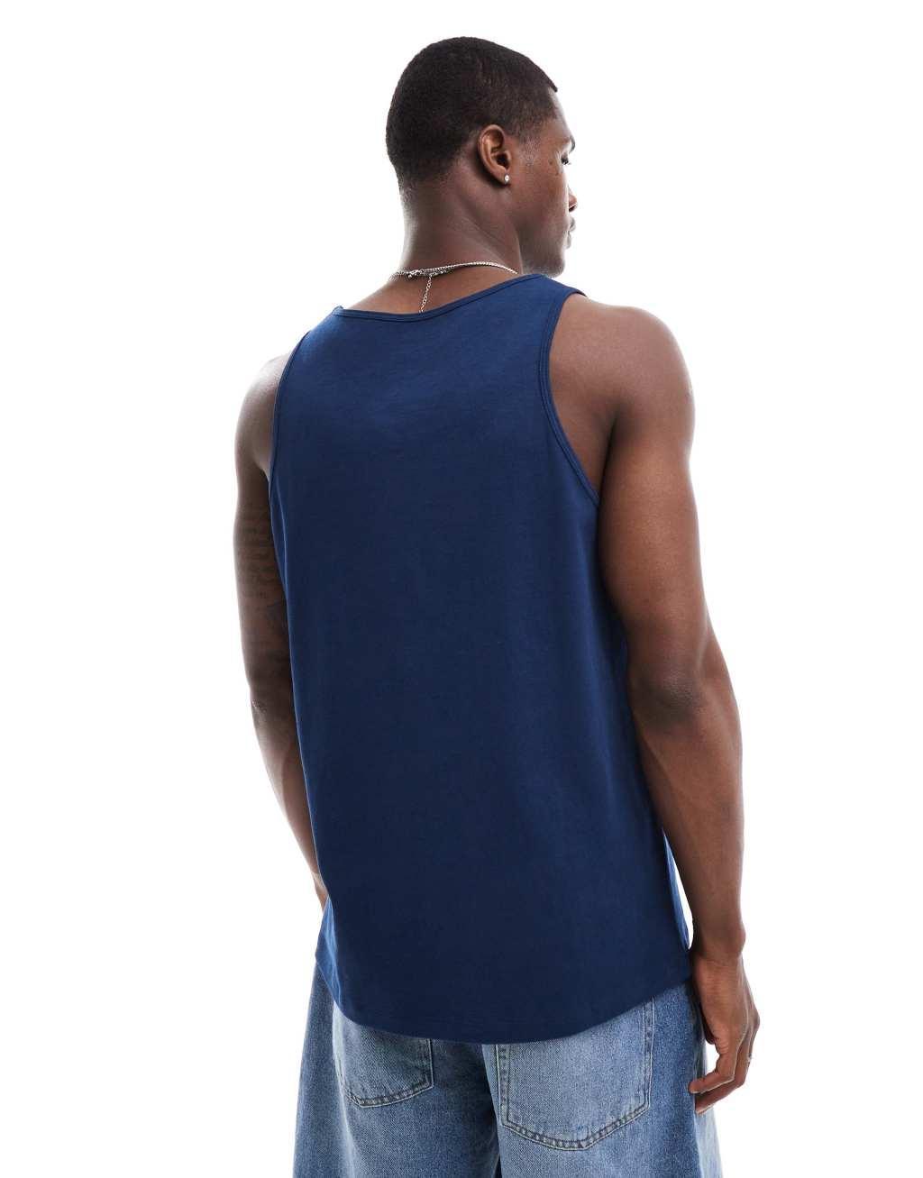 ASOS DESIGN heavyweight tank top in navy Product Image