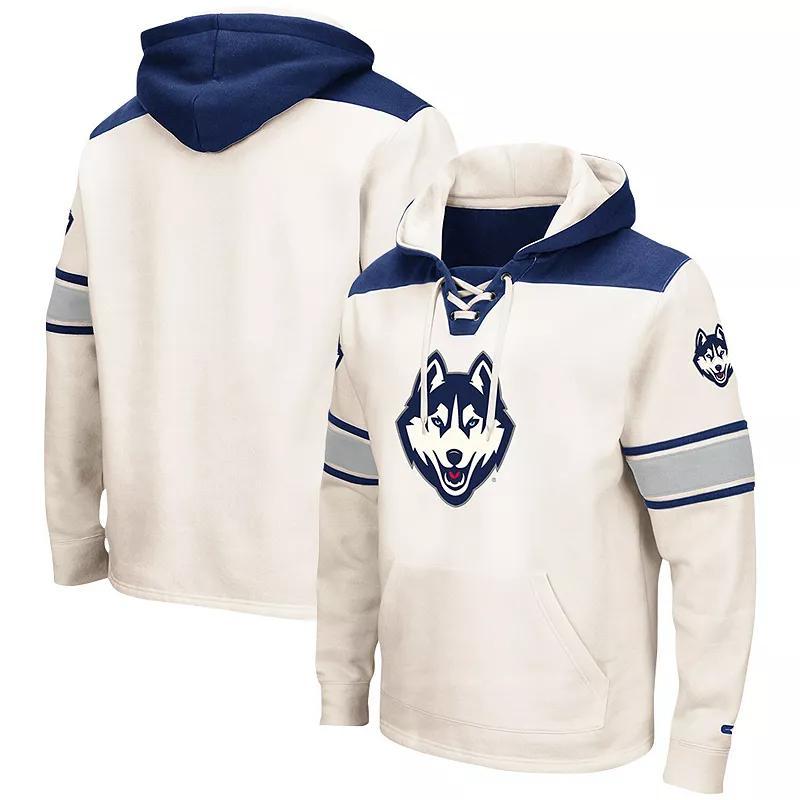 Mens Colosseum Cream UConn Huskies Lace-Up 2.0 Pullover Hoodie Product Image
