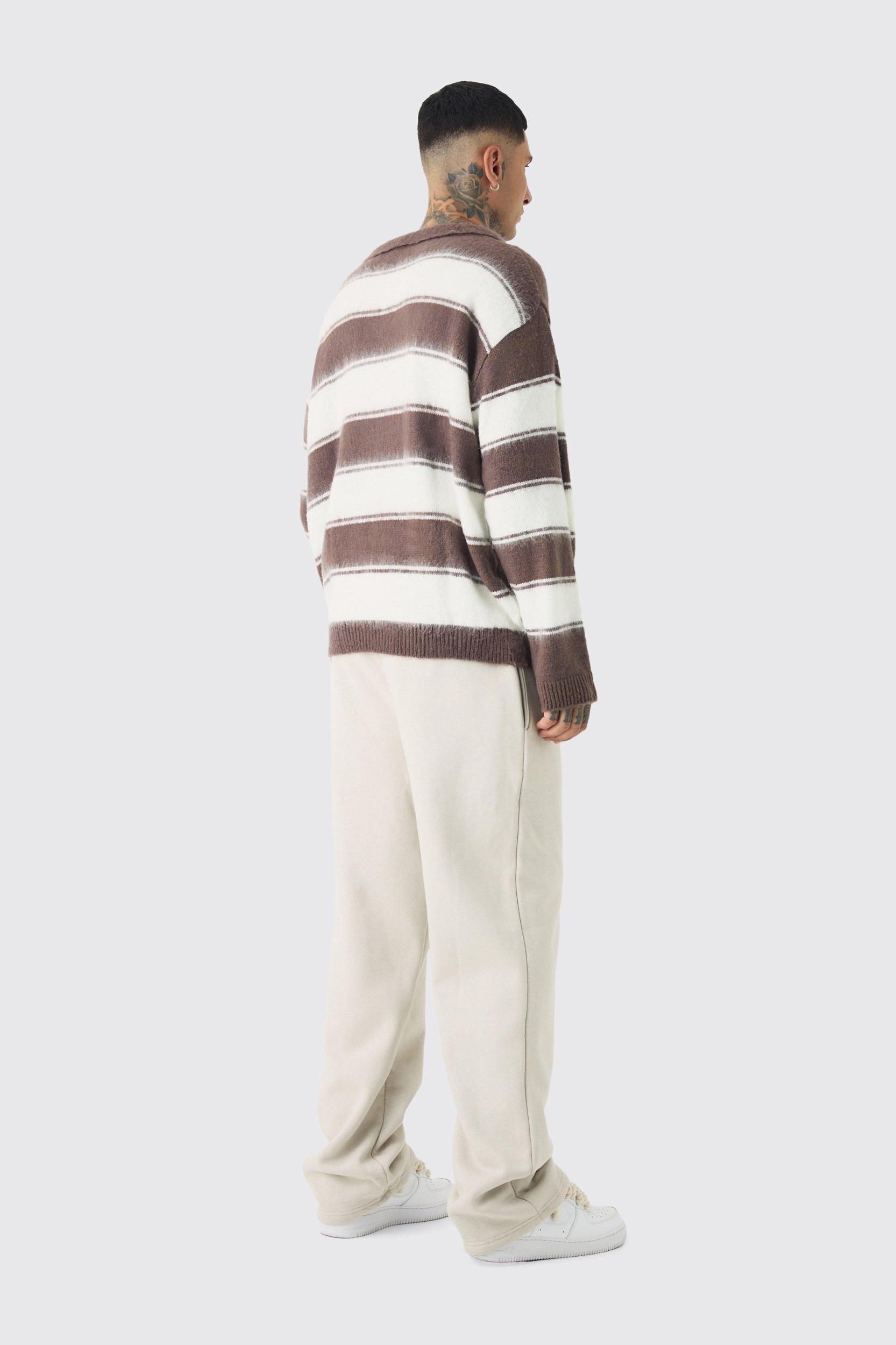 Tall Double Waistband Baggy Fit Joggers In Stone | boohooMAN USA Product Image