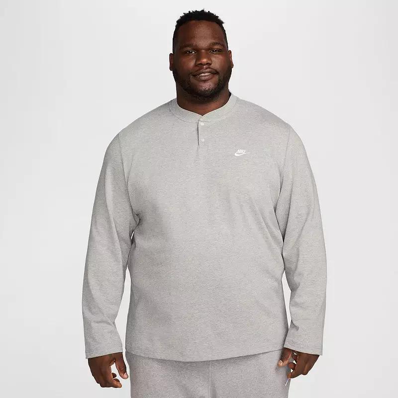 Men's Nike Club Fleece Long Sleeve Henley, Size: Medium, Black Product Image