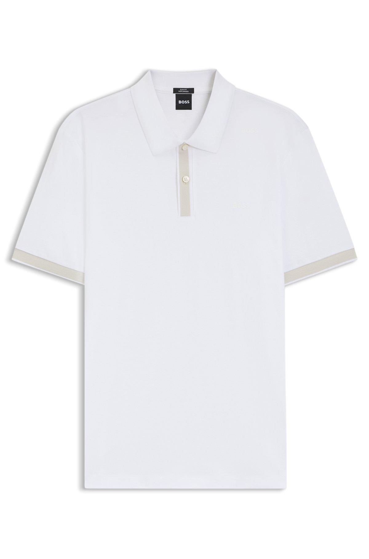 Slim-fit polo shirt in mercerized stretch-cotton piqué Product Image