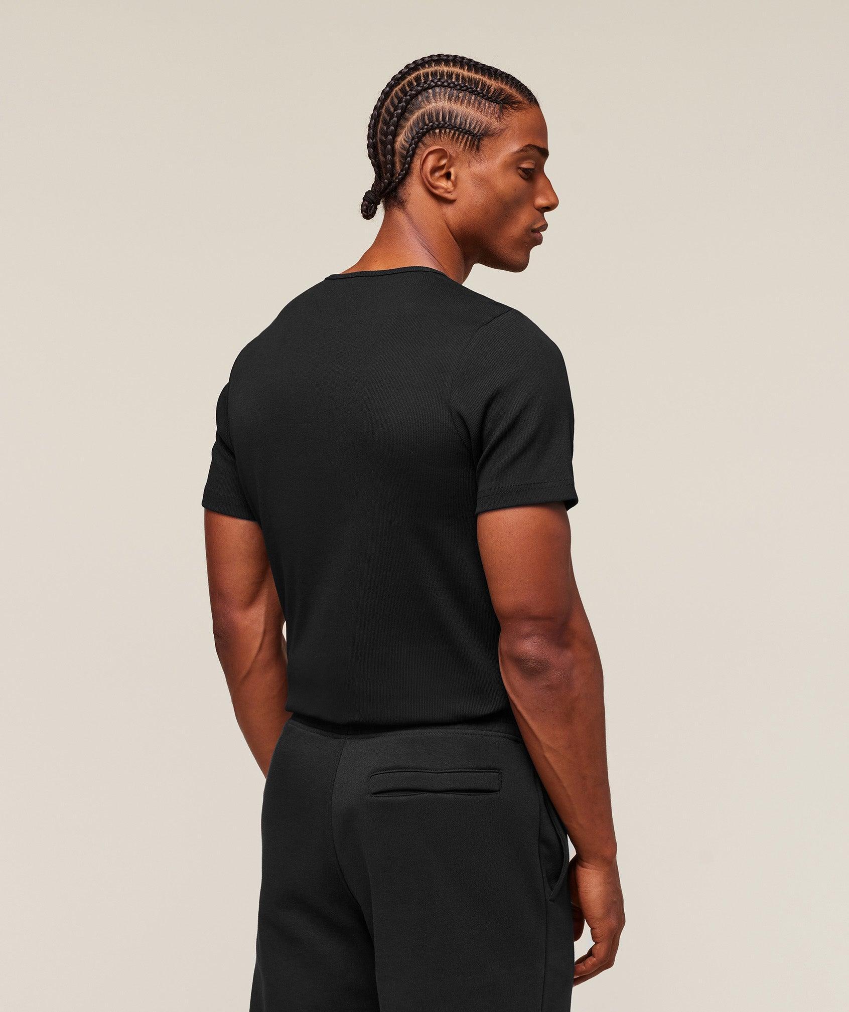 Gymshark Premium Ribbed T-Shirt - Black Male Product Image
