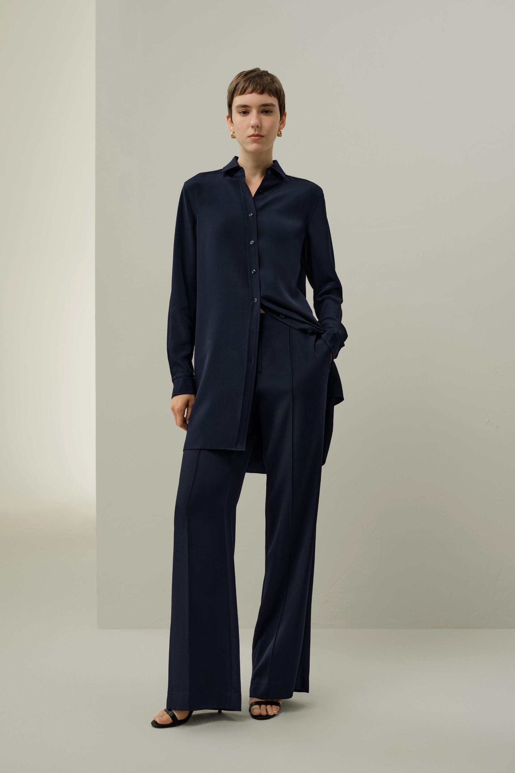 Classic Longline Silk Shirt Product Image