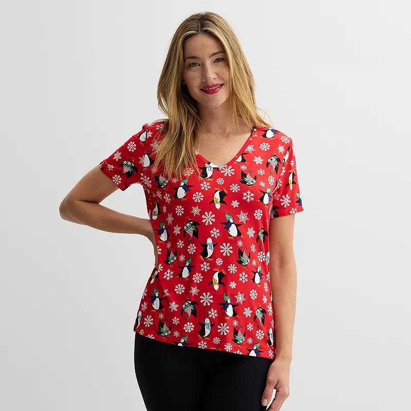 Women's Jollidays Short Sleeve Holiday Tee, Girl's, Size: XS, Snowflakes Product Image