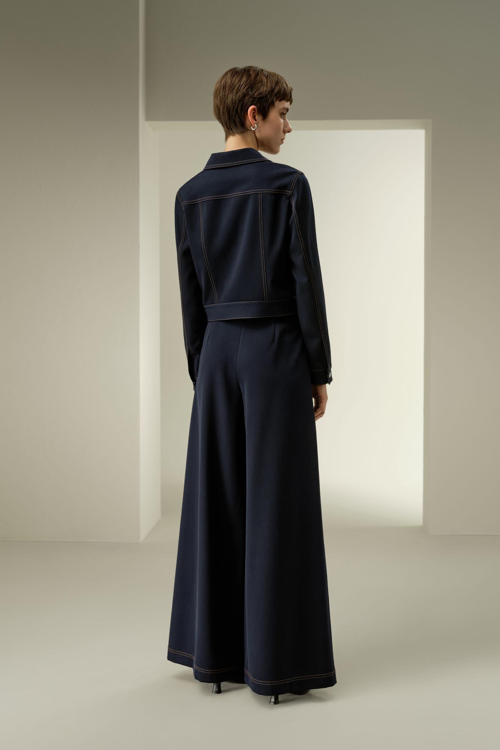 Denim-Inspired Wide Leg Wool Pants Product Image