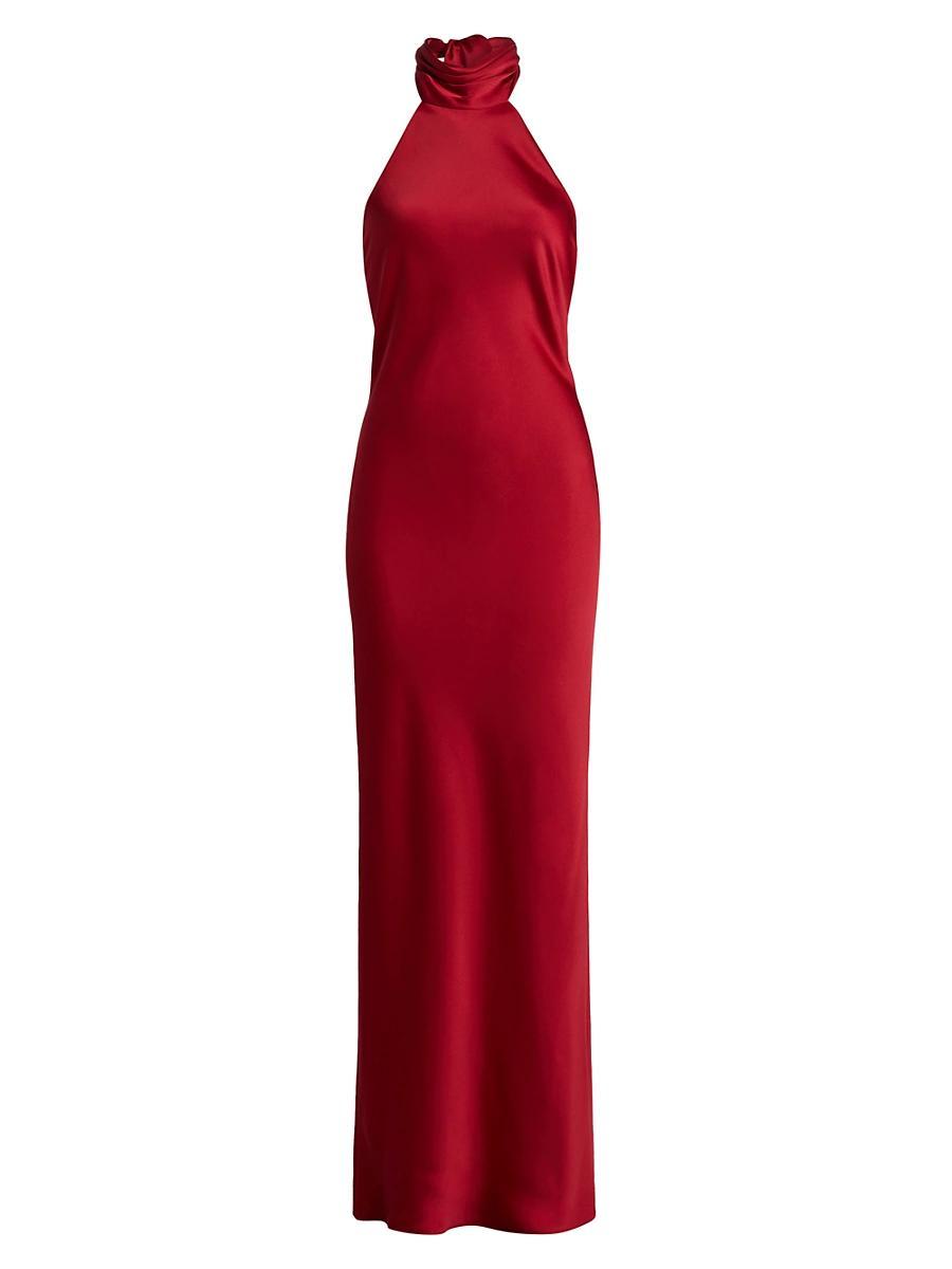 Ramy Brook Tatiana Satin Halter Gown Product Image