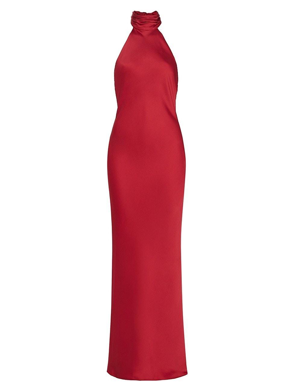 Ramy Brook Tatiana Satin Halter Gown Product Image