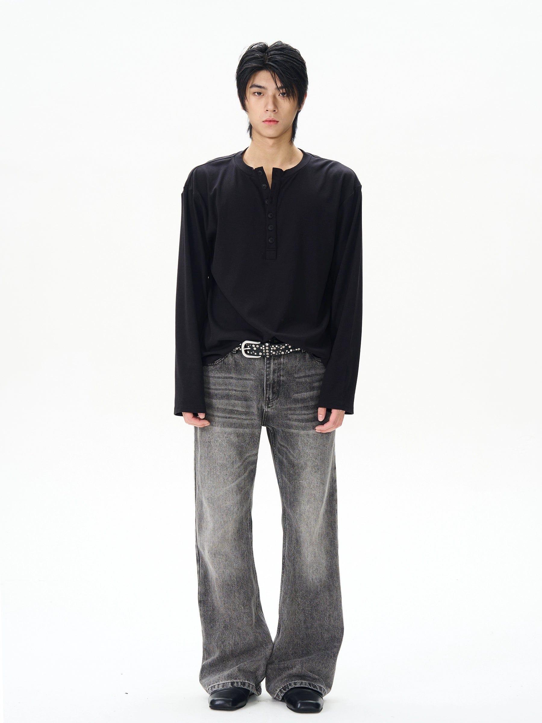 RT No. 12158 SMOKE GRAY STRAIGHT DENIM JEANS Product Image