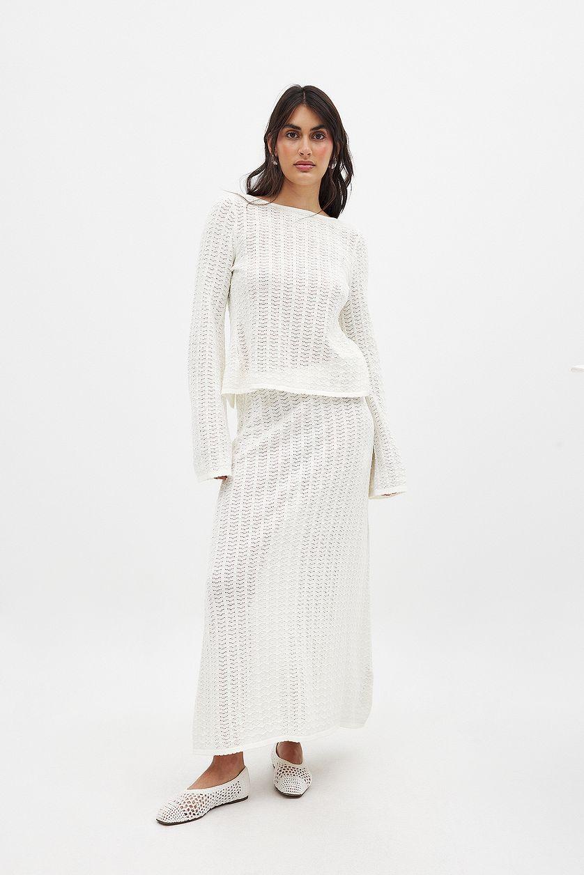 Knitted Crochet Back Detail Top Product Image