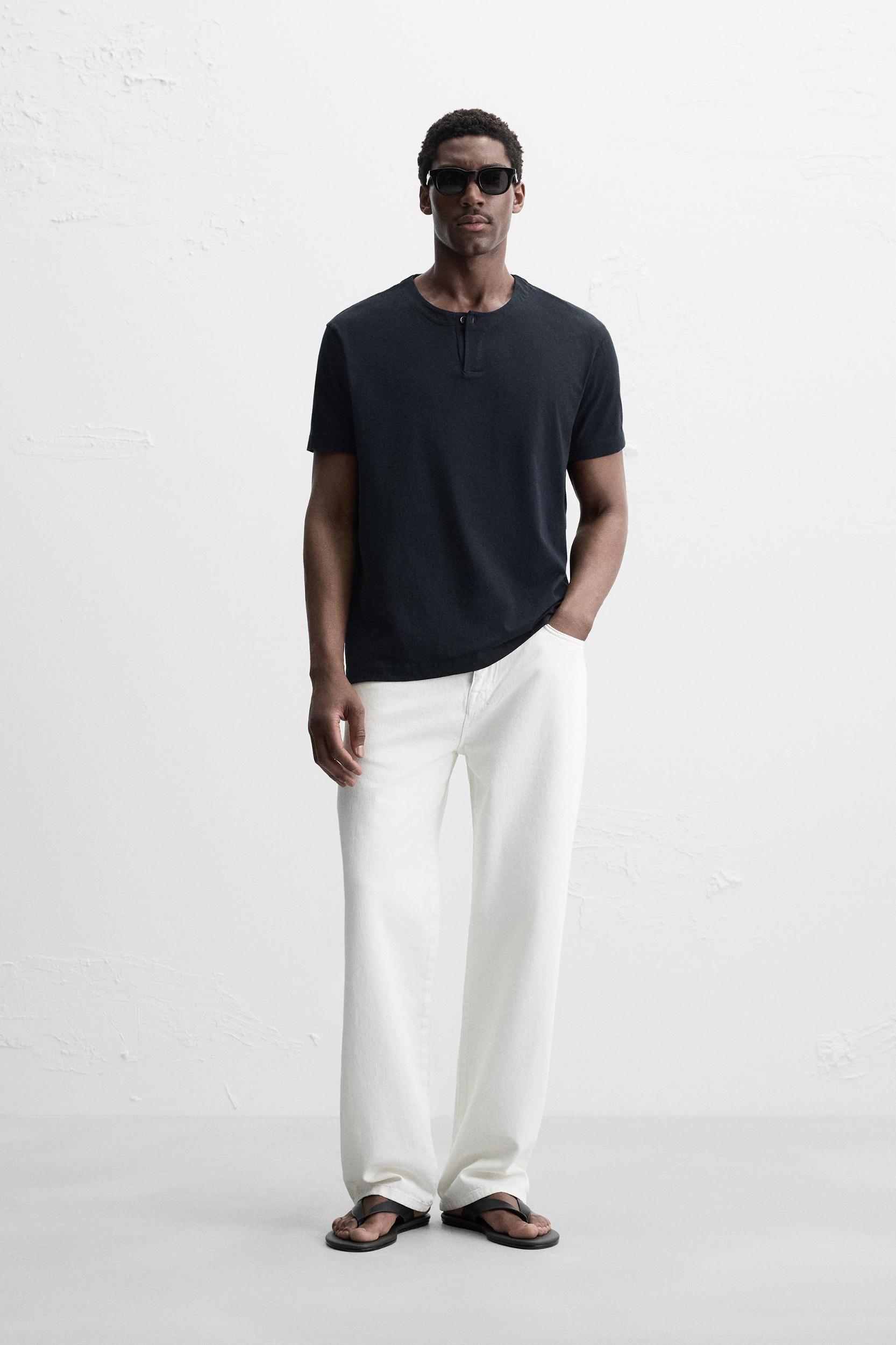 BUTTON NECK T-SHIRT Product Image