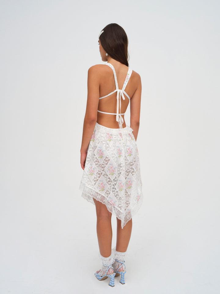 Diana Asymmetric Mini Dress — White Product Image