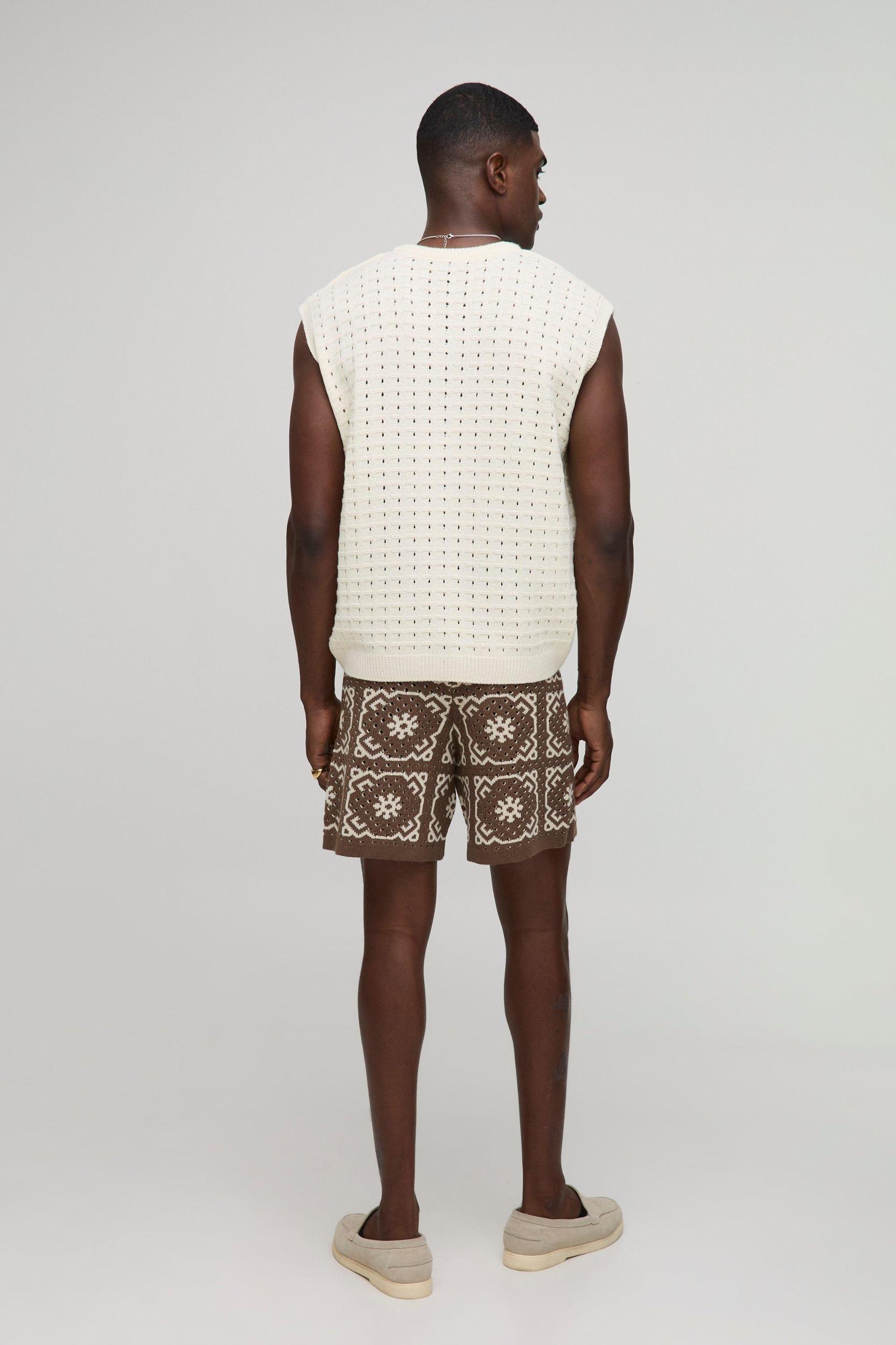 Relaxed Crochet Knitted Short | boohooMAN USA Product Image