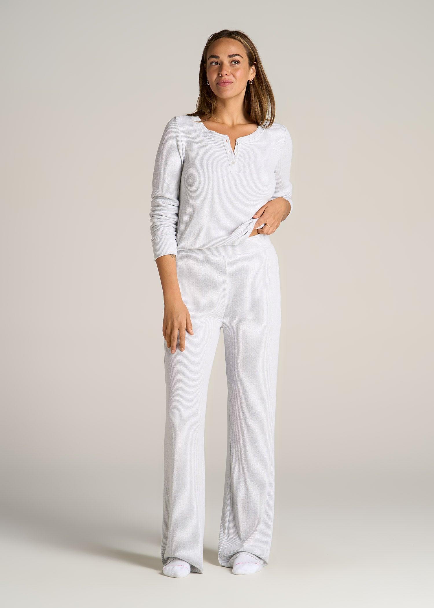 Women's Ribbed Flare Lounge Pants for Tall Women in Fog Grey Mix Product Image