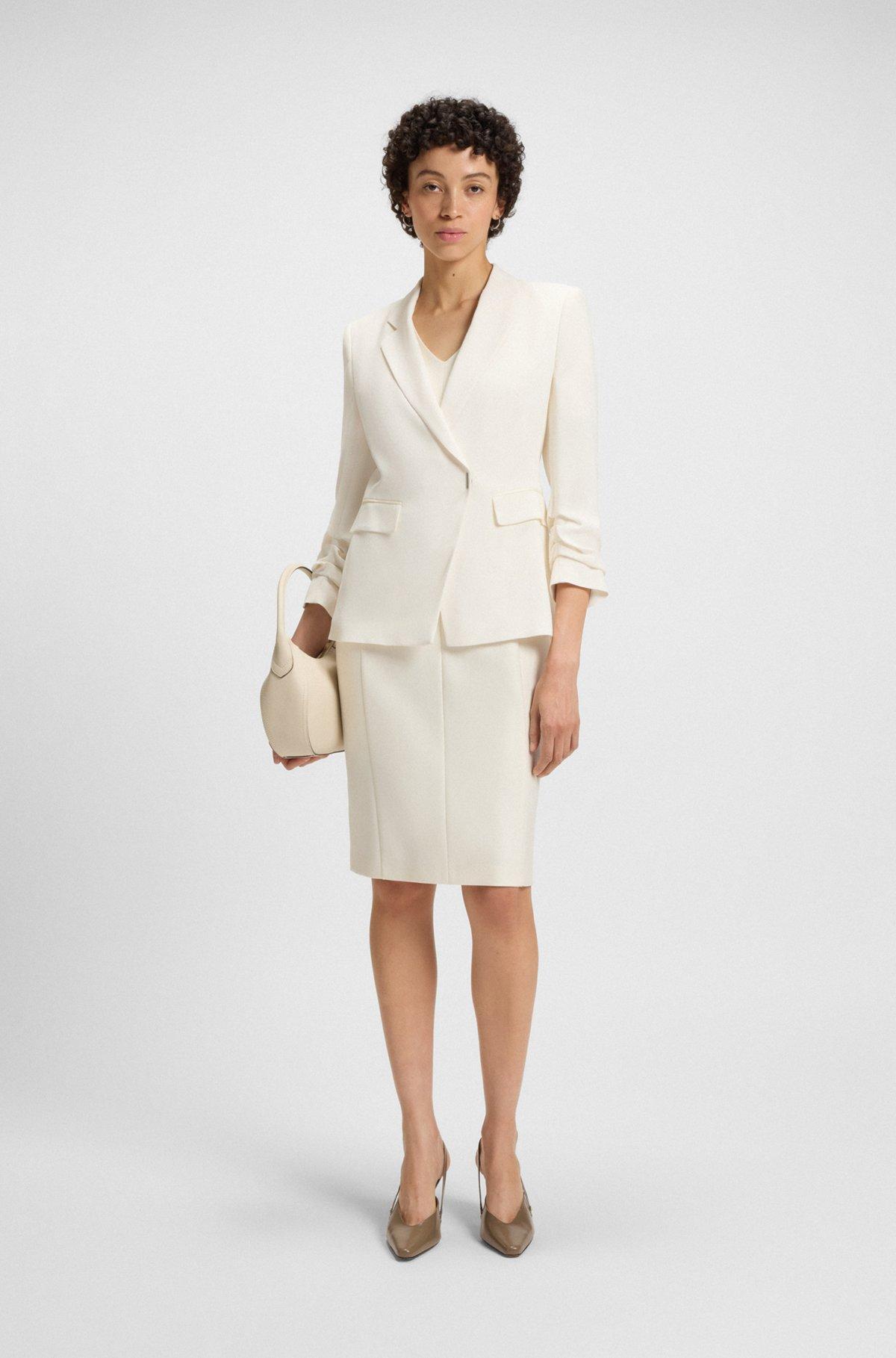 BOSS - Slim-fit blazer with press-stud closure - White Product Image