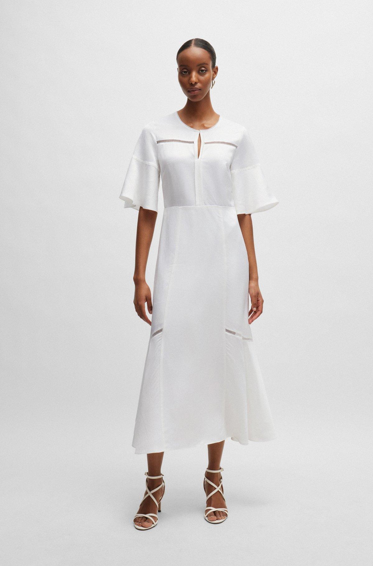 Short-sleeved dress with ladder-lace trims Product Image