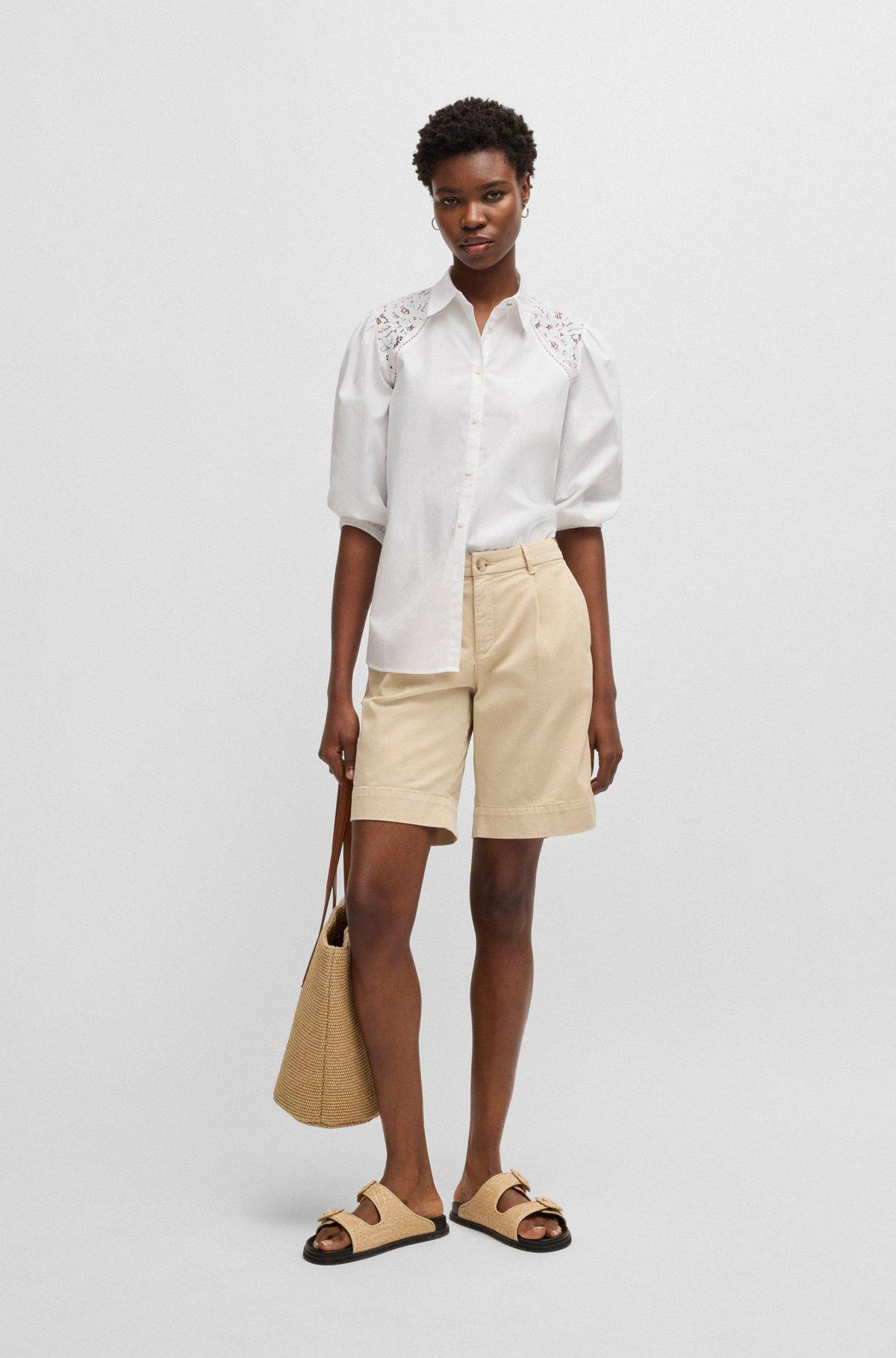 Regular-fit blouse with lace shoulders Product Image