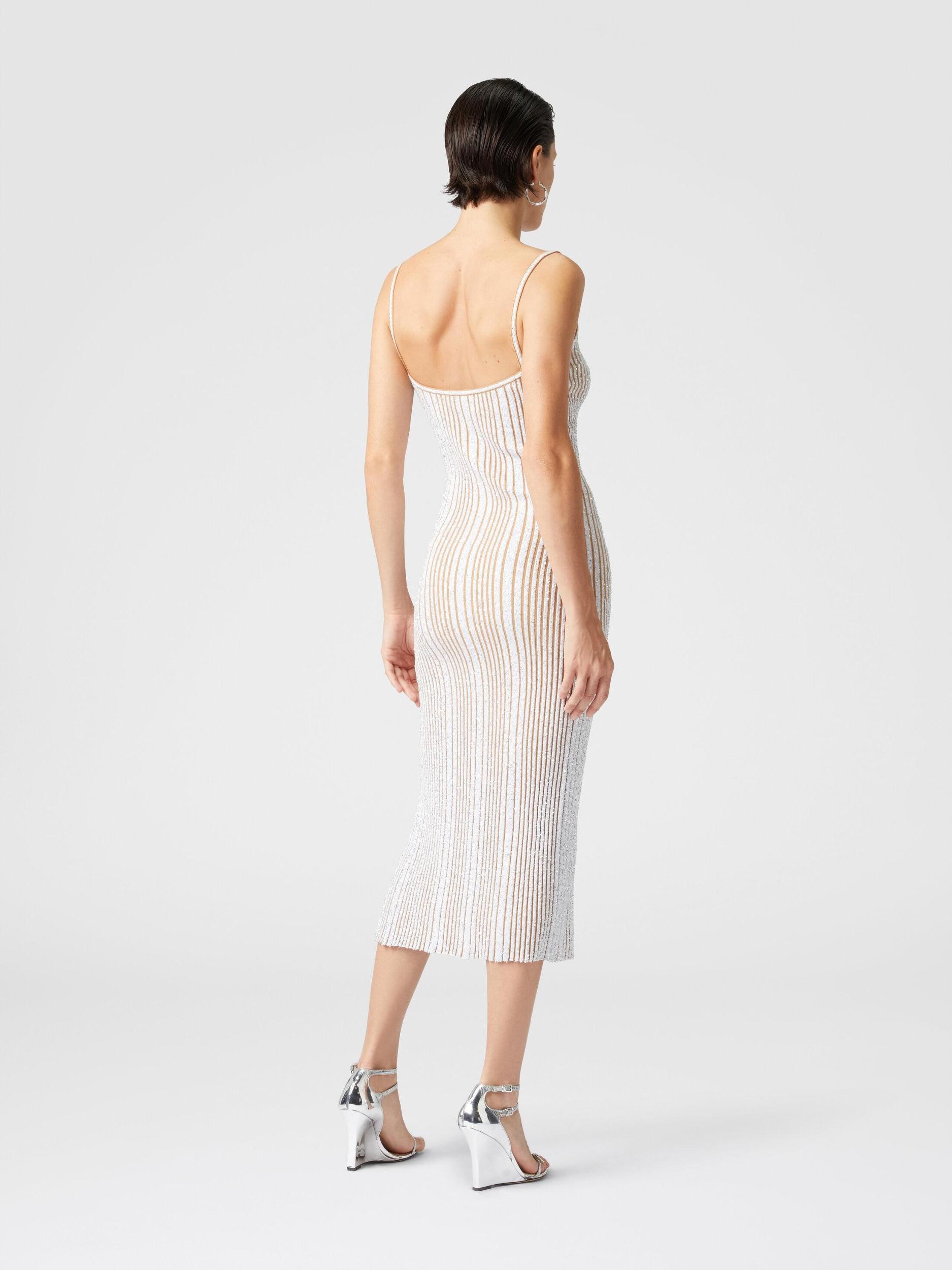 Sleeveless ribbed midi dress with sequins and slit Product Image