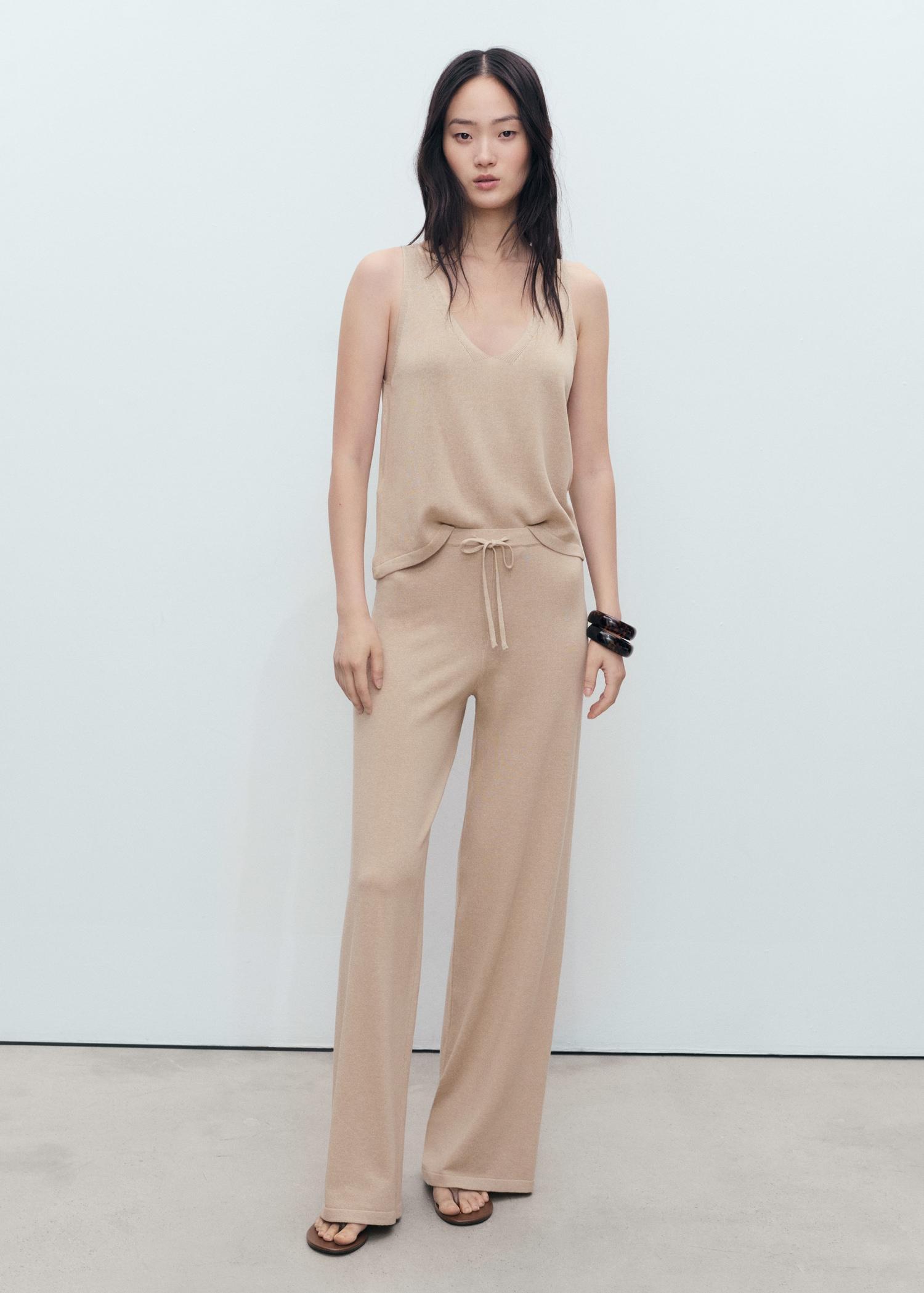 Straight knitted pants - Women | MANGO USA Product Image