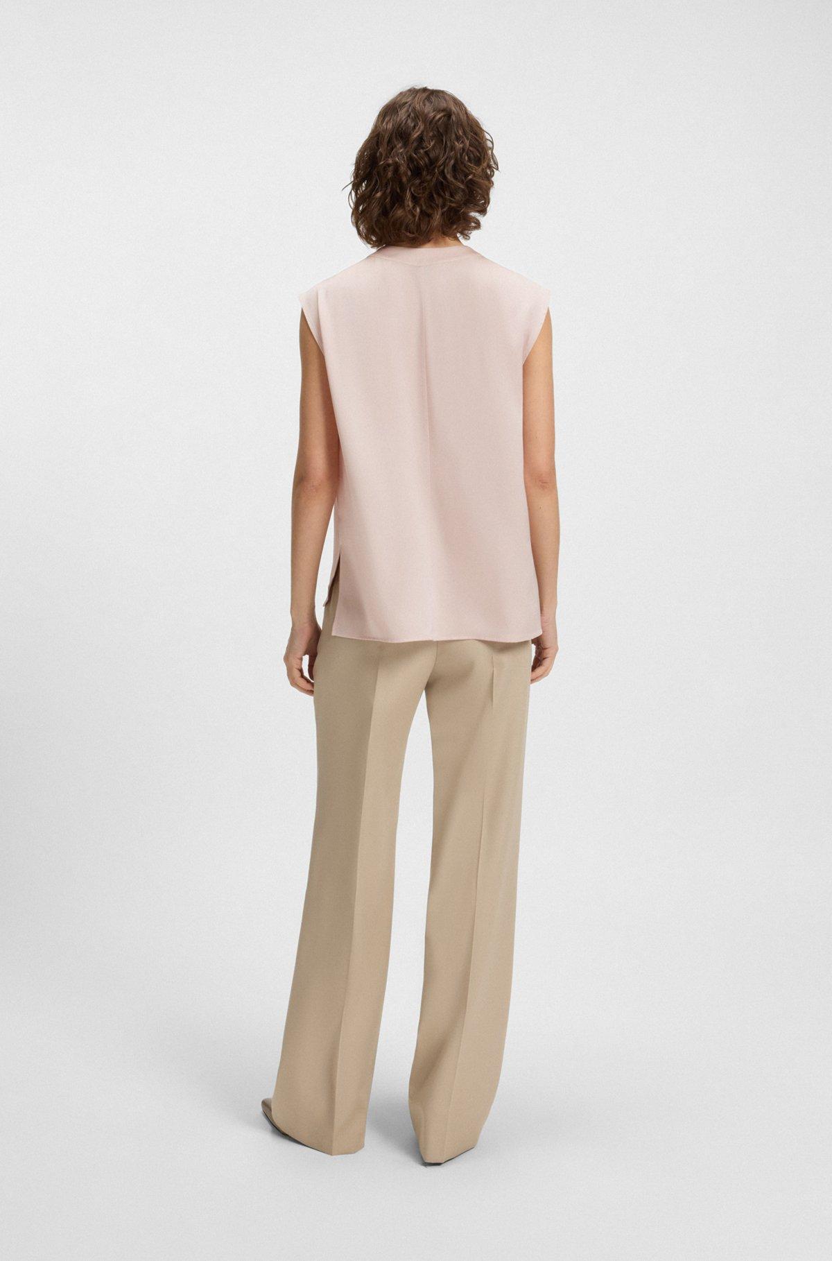 BOSS - Regular-fit blouse in stretch silk - Light Purple Product Image