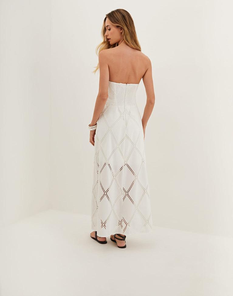 Eyelet Zhen Long Dress - Off White Product Image