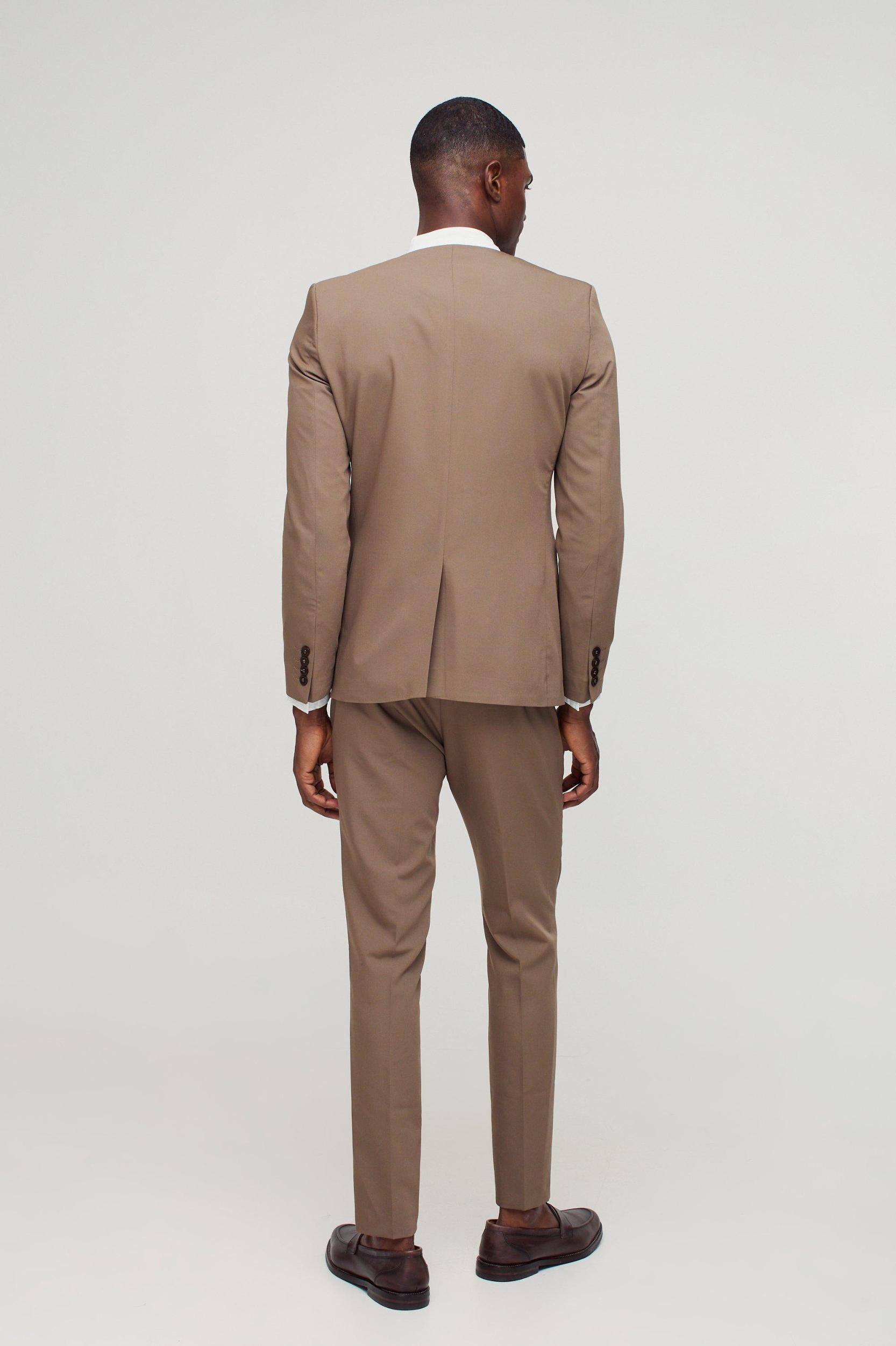 Skinny Fit Collarless Single Breasted Blazer | boohooMAN USA Product Image
