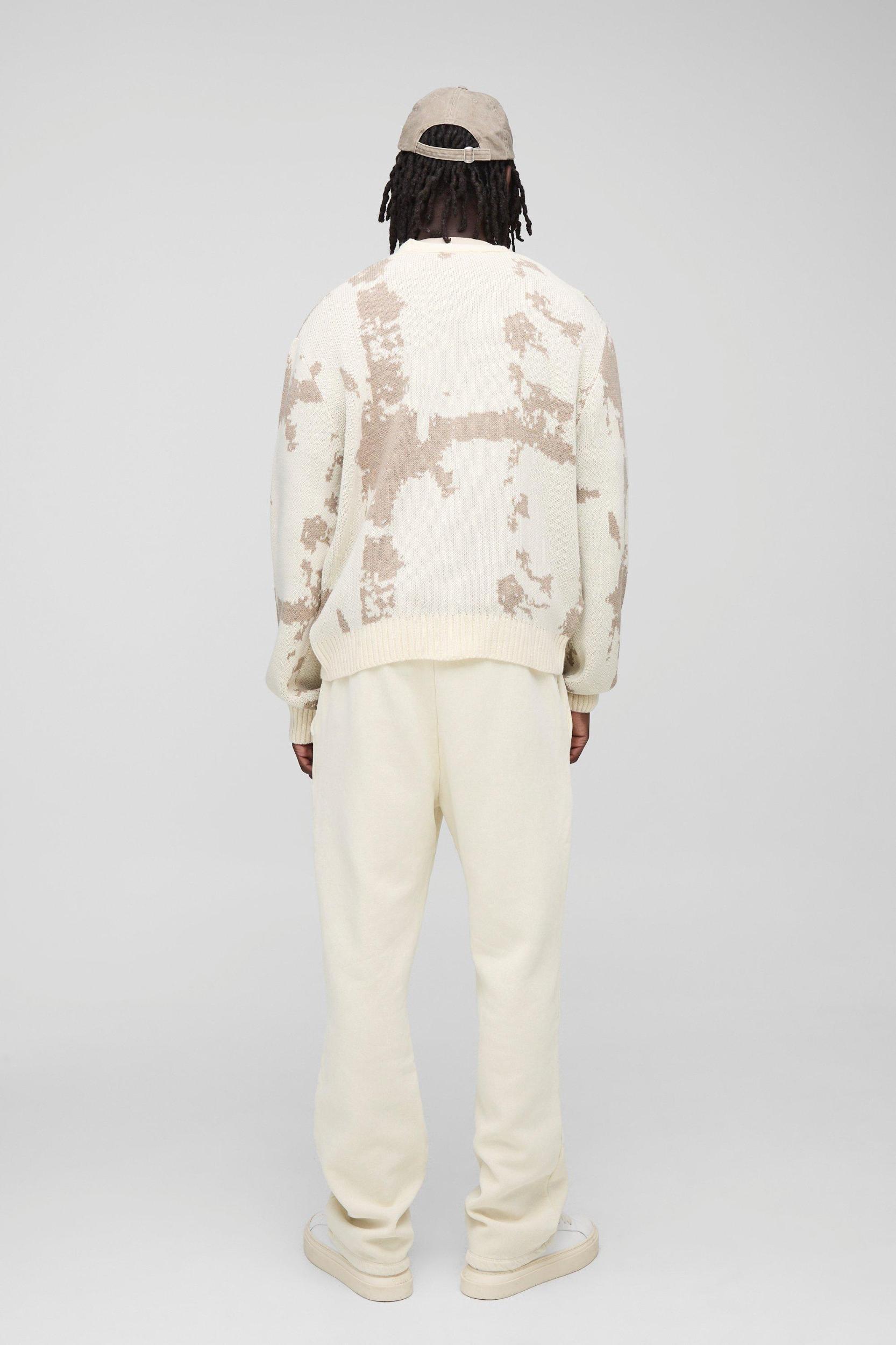 Boxy Jacquard Knitted Cardigan | boohooMAN USA Product Image