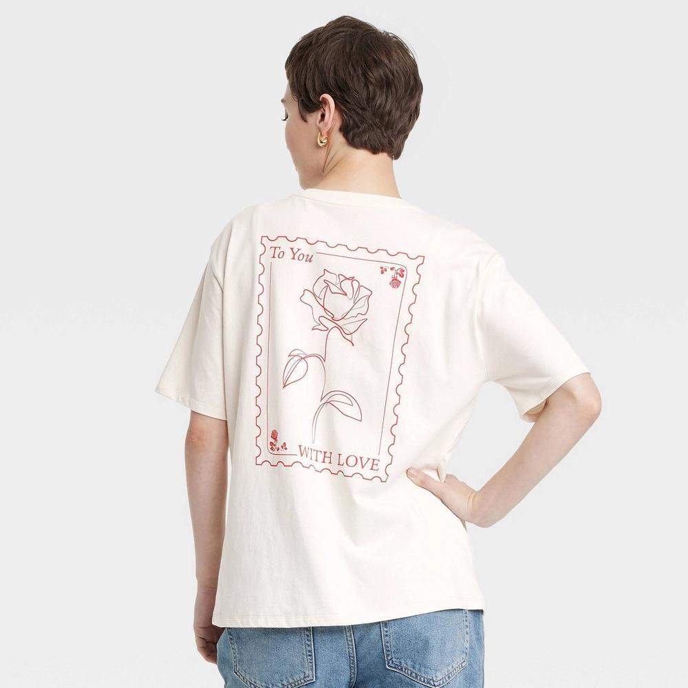 Womens Oversized Short Sleeve Graphic T-Shirt - Universal Thread Cream XS Product Image