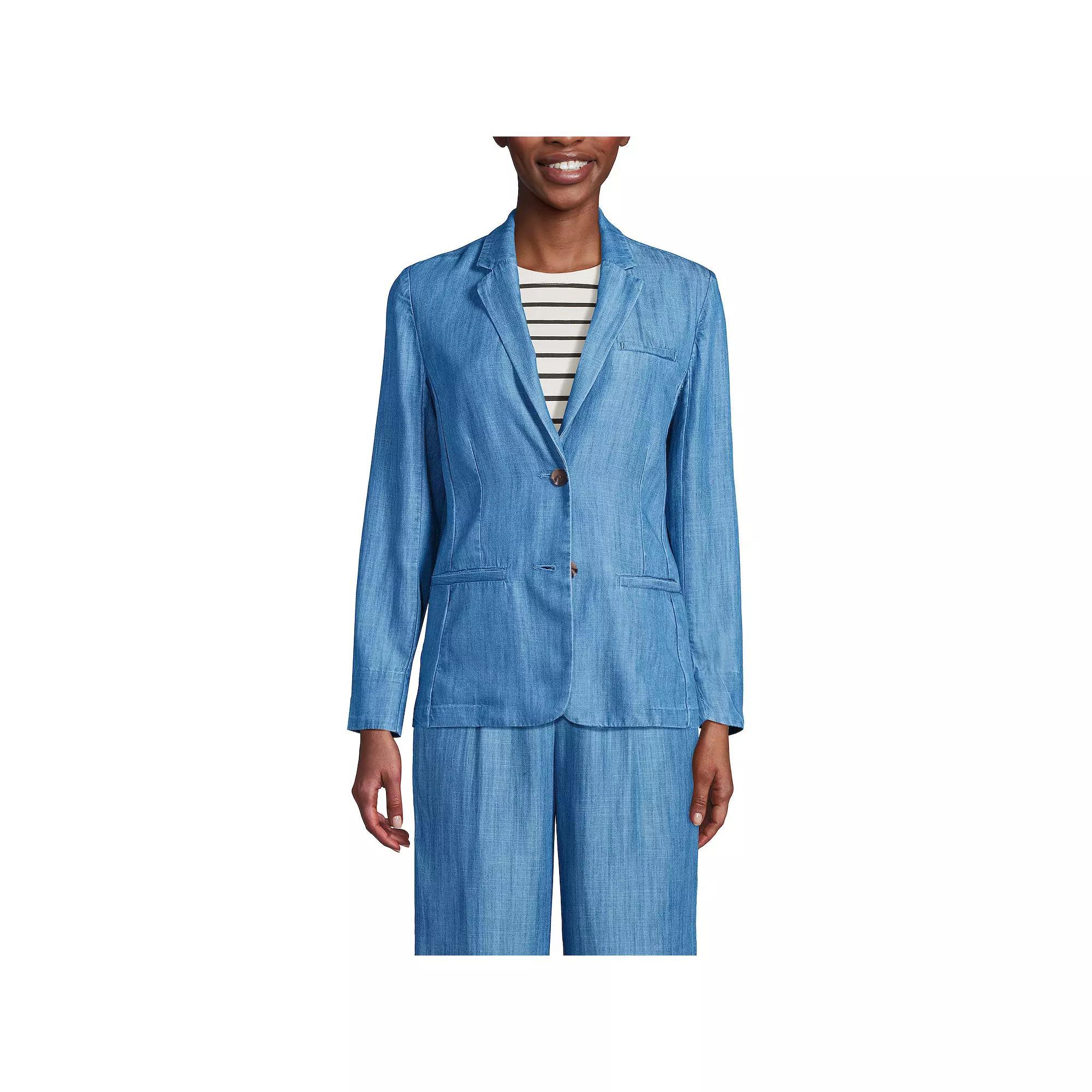 Women's Lands' End Relaxed Blazer, Size: Large, Soft Blue Product Image