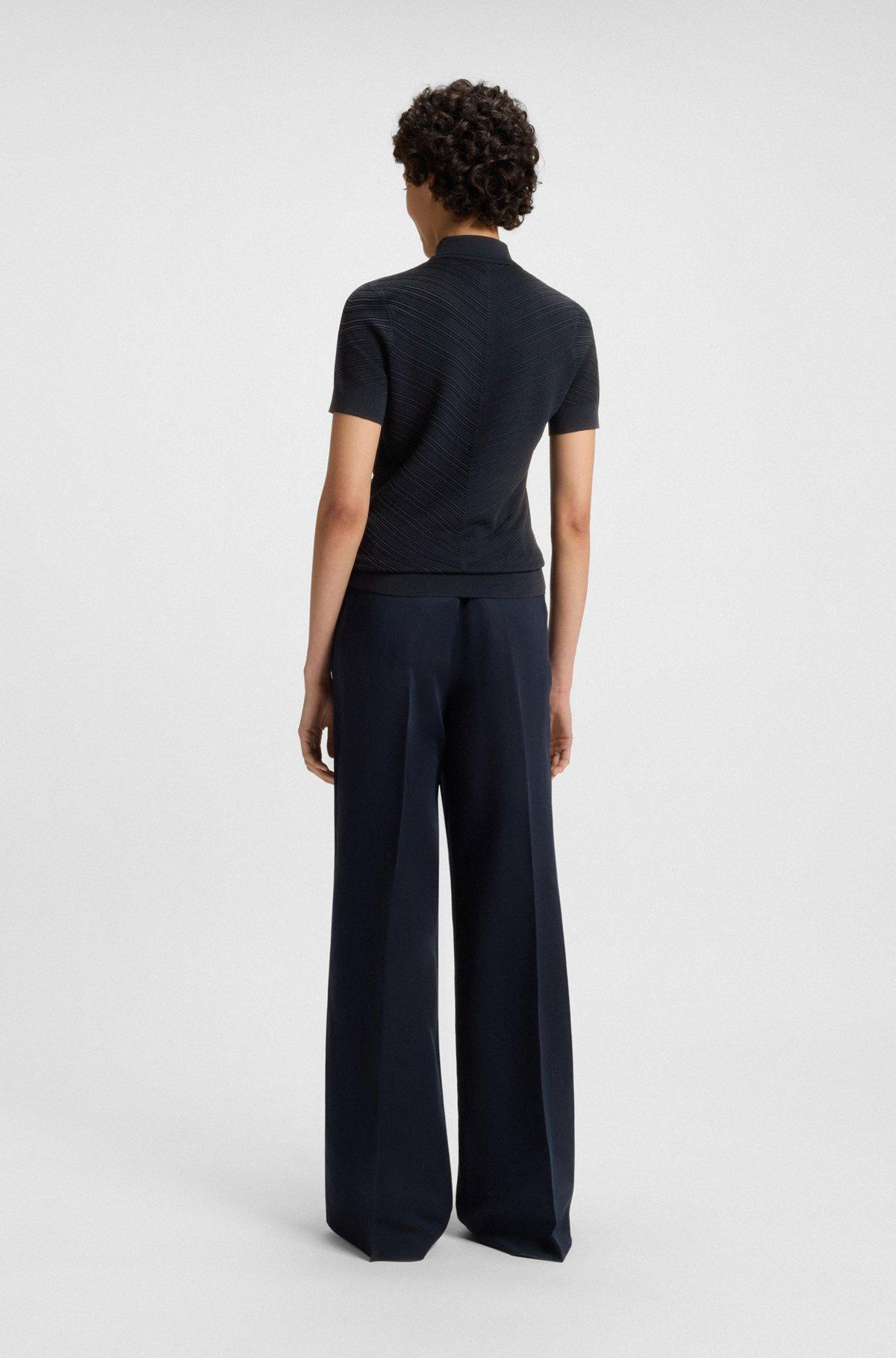 BOSS - Structured sweater with polo collar - Dark Blue Product Image