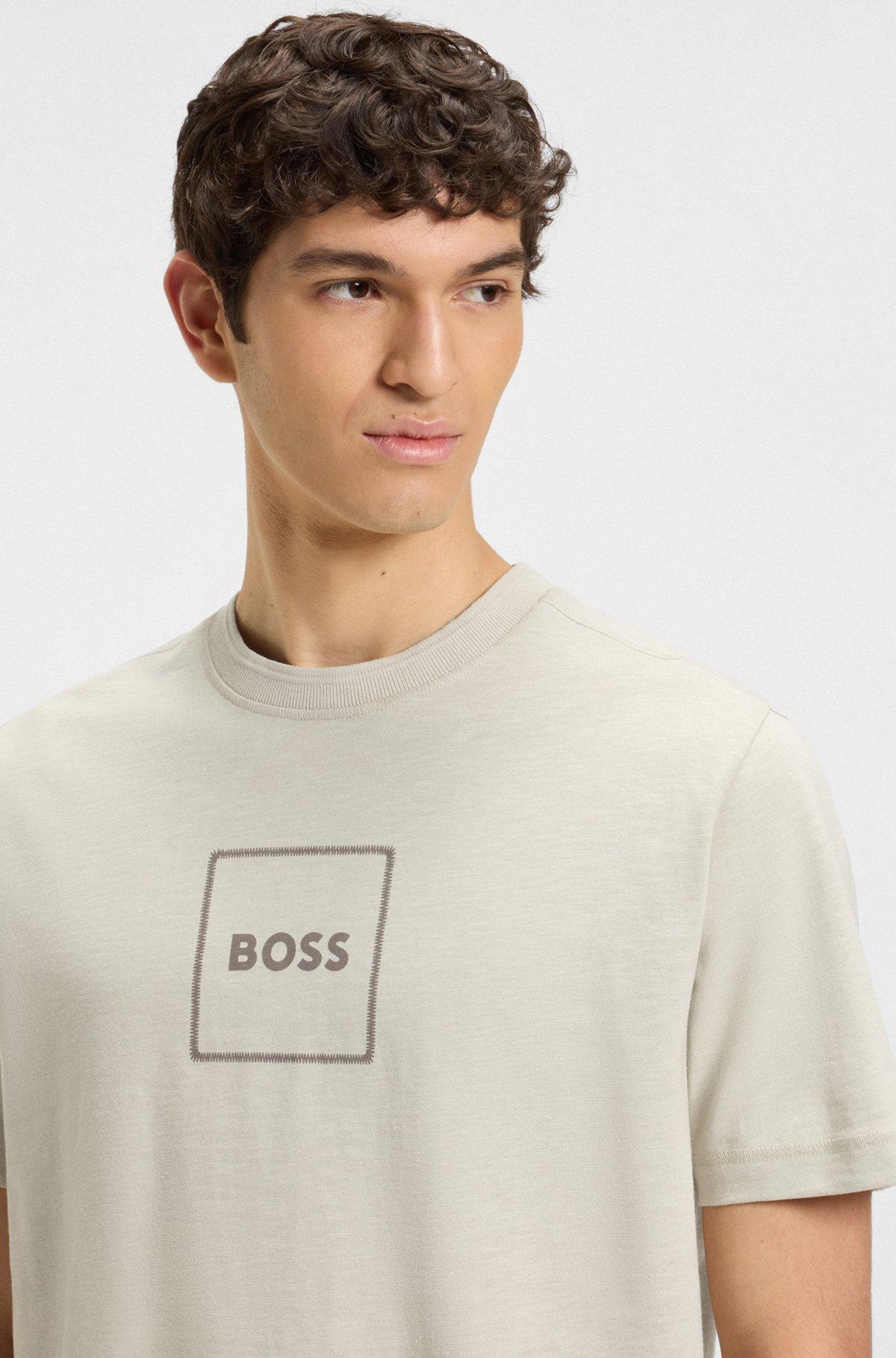 Slub-cotton T-shirt with logo print Product Image