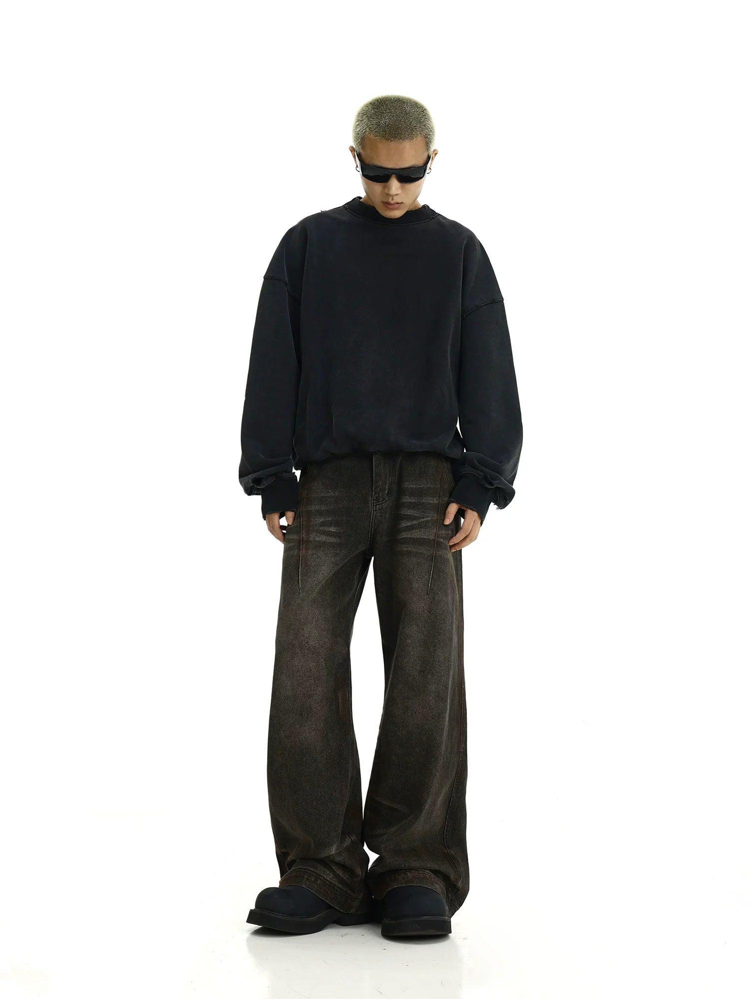 RT No. 11430 RUST BLACK STRAIGHT DENIM JEANS Product Image