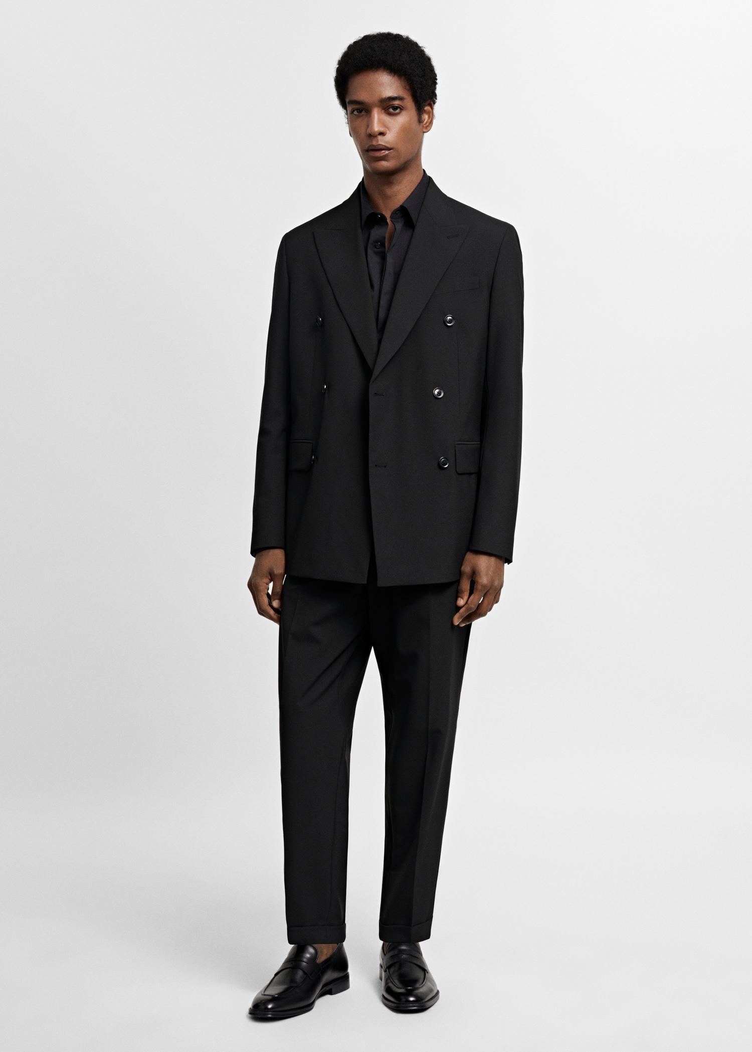 Slim fit double-breasted suit blazer - Men | MANGO USA Product Image