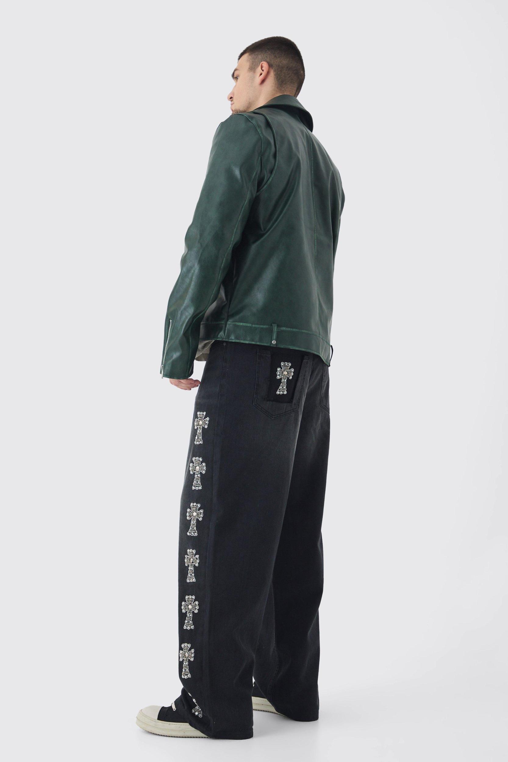 Tall Baggy Rigid Embellished Jeans | boohooMAN USA Product Image