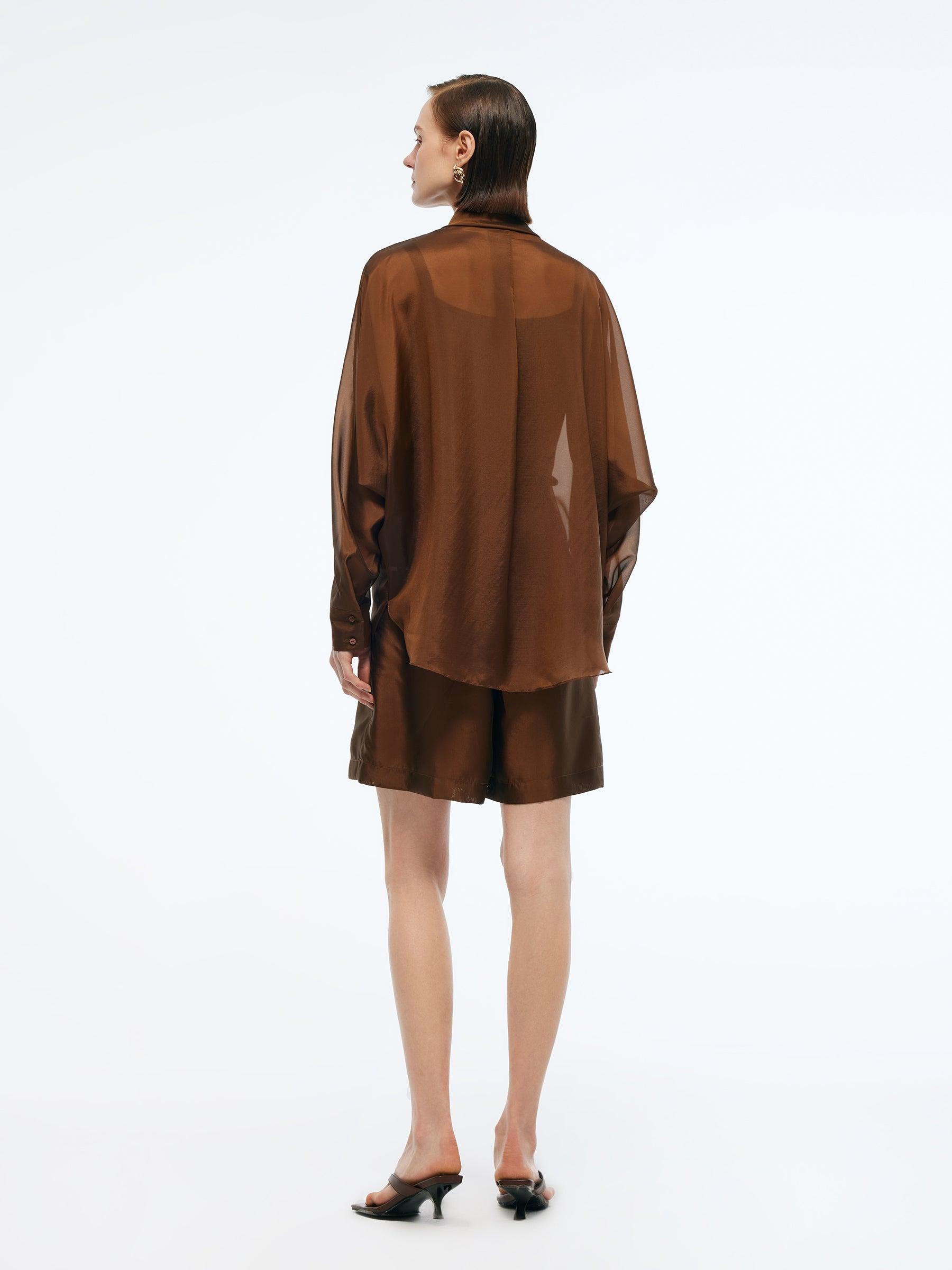 Mulberry Silk Blend Women Batwing Sleeves Oversized Shirt Product Image