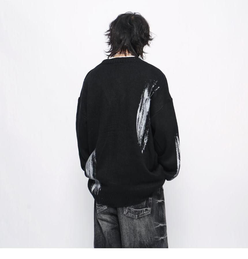 V-Neck Lettering Hand Print Cardigan Product Image