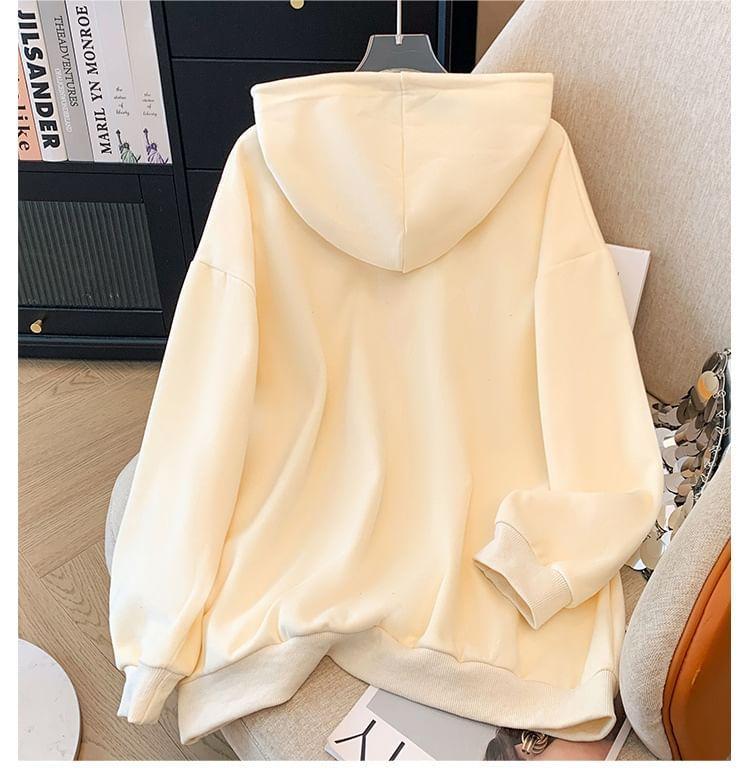Plus Size Butterfly Print Drawstring Hoodie Product Image